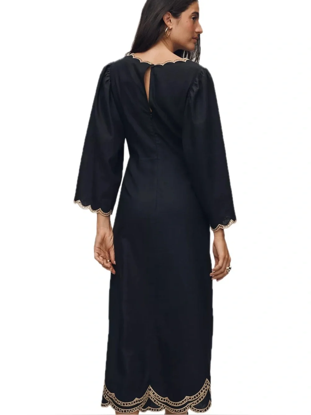 Farm Rio x Anthropologie Long Sleeve Cutout Embroidered Midi Dress - Picture 6 of 7